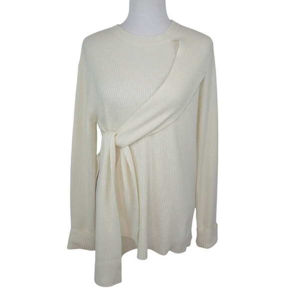 TENNE Cashmere & Merino Wool Crewneck Sweater Side Bow Sash Women’s Size Small - Picture 10 of 14